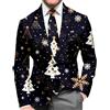 RUMAOZIA Giacca da uomo con motivo natalizio colorato - Divertente blazer con Babbo Natale, albero di Natale e fiocchi di neve | Giacca da cerimonia festiva per la festa di Natale Costume festivo