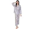 Jsix - Pigiama da donna in seta, a maniche lunghe, 19 momme Blu/Viola L