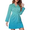 TZTTZT Vestaglia corta a maniche lunghe per le donne, verde acqua turchese (1) morbido accappatoio con cintura camicia da notte indumenti da notte abbigliamento da casa, Nero, S
