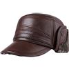 Ommda Cappello di Pelle Uomo Invernali con Paraorecchie Caldo Berretto Regolabile Unisex Marrone Scuro XL