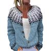 Chanpning Maglione da Donna Irlandese Nordic Fantasia Jacquard Invernale Cardigan Donna in Lana Aperto Casual Tunica Giacca a Maglia Girocollo Giubbotto in Cashmere Colorato Leggero Lungo sul Davanti Felpe