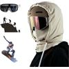 Generic Agriculturi Waterproof Fleece-Lined Hood,Balaclava Ski Cycling Face Mask,Unisex Winter Warm Ski Helmet Cover with Drawstring (IT, Testo, Taglia Unica, Beige)