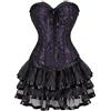 Josamogre Corsetto Donna Abito Corsetti Corpetto corbustino Corsetto Dress Tutu Skirt Women Zipper Pleated Layered Lace Costume Halloween Purple XS