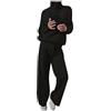 MaNMaNing Tuta Donna Maglione Collo Alto e Pantaloni con Lacci Elegante Casual Moda Autunno Inverno Tessuto Morbido Knit Avvolgente