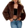 NZYIHAO Giacca di pelliccia corta da donna, cappotto di pelliccia crop, cappotto in pelliccia sintetica, calda e spessa, giacca di pelliccia alla moda, cappotto di pelliccia soffice, giacca invernale