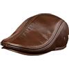 Generic Cappello Da Giornalaio In Vera Pelle Da Uomo Cappello Piatto Vintage Ivy Cappelli Gatsby Berretto Caldo Alla Moda Cappello Da Caccia E Pesca(Brown,L)