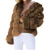 Generisch Giacca di pelliccia sintetica donna, Cappotto invernale donna, XXL, Nero, Tinta unita, Cappotto in pelliccia, Giacca corta in pelliccia sintetica, Autunno, Inverno, Primavera