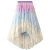 Generic Gonna Donna Vita Alta in Tulle Arcobaleno a Strati Gonna Elastica Pieghettata Irregolare per Feste