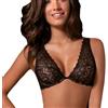 Love&Bra Bralette reggiseno in pizzo a balconcino leggermente imbottito coppa B con ferretto (4, Nero)