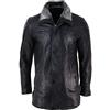 Infinity Leather Giaccone Safari da Uomo Vera Pelle con Cerniera e Bottoni - Nero 4XL