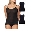 GICIPI (3pz) Canottiere Donna semplici Top bretelline in Cotone Filo di Scozia (IT, Testo, S, Regular, Regular, Nero)