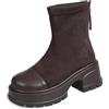 Generisch Stivaletti da equitazione da donna con calda imbottitura, impermeabili, in pelle scamosciata, con plateau e plateau, eleganti stivaletti Chelsea con chiusura a strappo, con punta tonda, colore marrone