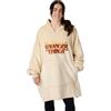 Stranger Things Adulti Felpa con Cappuccio Coperta indossabile | Loungewear Oversize in Pile Color Crema da Uomo e Donna | Classico e Fodera Stampata | Pigiameria Netflix Serie Merchandise Regalo