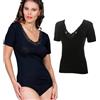 EGI Sensuale Maglia Donna in Lana e Seta con Delicato Pizzo macramè (Nero)