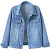 MJGkhiy Giacca Donna In Jeans Curvy Maniche Lunghe Giubbino Jean Elegante Strappati Giacche Corta Retro Moda Button Up Denim Jacket Autunno Primavera