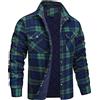 vokkrv Giacca Uomo Plaid Camicia Jacket Giacche da Sherpa quadri Giacca in pile Cappotto a maniche lunghe caldo Casual Inverno Cappotto Capispalla invernale da Lavoro Giubbotto Cardigan taglia forte