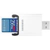 Samsung PRO Plus - Scheda SD da 256 GB, UHS-I U3, Full HD e 4K UHD, 180 MB/s, scrittura 130 MB/s, scheda di memoria per fotocamere e droni, con lettore di schede USB, MB-SD256SB/WW