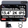 BNCF Bpad 13 Tablet 13,4 pollici Schermo Grande Android 15 Tablet 20GB+256GB 10000mAh, Unisoc T615 Octa-Core 1920x1200 FHD Widevine L1, 16MP Fotocamera 2,4G/5G WiFi+BT5,0+GPS con Custodia Protettiva