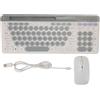 Jectse Combinazione Tastiera e Mouse Wireless, Tastiera Bluetooth retrò Punk da 2,4 GHz con Supporto per Tablet Telefono, Set Tastiera e Mouse per Computer di Dimensioni Complete in