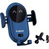 CHENRI Caricabatterie senza fili e supporto per il telefono, Porta Cellulare Auto, Qi Caricatore Wireless Auto, Auto-Bloccaggio Supporto Telefono Auto, Supporto Universale per Telefono Auto (Blu)