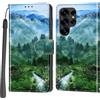 Haninsuze Cover per Samsung Galaxy S25 Ultra, Portafoglio PU Pelle, Foresta | Interno TPU Antiurto, Anti-Graffio, Fessura per Schede, Supporto Stand, Design Libro, Flip