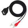 Ldbuejiaja Cavo audio da USB 2.0 femmina a 2 RCA cavo adattatore splitter da USB 2.0 a 2RCA maschio per telefono, tablet, home theater, HDTV
