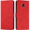 EATCYE Cover per Samsung Galaxy J7 2017 / J730, Flip Libro Libretto Custodia in Pelle PU per Samsung Galaxy J7 2017 / J730 [Protezione Completa] [Slot per Scheda] [Funzione di Supporto] (#Rosso)