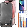 LADYSON Schermo LCD per iPhone 15 Display 6.1 per iPhone 15 A3090 A2846 A3089 A3092 LCD Display 3D Touch Screen Digitizer Assembly con Strumento(Nero,Versione TFT Highlight)