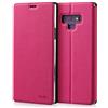 doupi Deluxe FlipCase per Samsung Galaxy Note 9, Protezione Custodia Ultra Slim Magnete Flip Cover Protettiva Book Style Etui Stare in Piedi, Rosa Rosso
