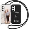Yoedge Cover con Cordino per Samsung Galaxy A35 5G 6,6 Personalizzata, Nero Custodia con Laccio Collana Custodie Personalizzabile con Foto Testi Immagine Personalizzate Custom per Samsung A35 5G Case