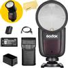Godox V1-C Flash Fotocamera Testa Rotonda per Canon Flash Speedlite, 76 Ws 2.4 G TTL 1/8000 HSS, 480 Scatti a Piena Potenza, 1.5s Tempo di Riciclaggio, Batteria agli Ioni di Litio 2600mAh