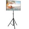 GYMAX Supporto Monitor con Treppiede, Mobile TV Pieghevole con Telaio di Fissaggio per Monitor e Asta di Sollevamento Regolabile in Altezza su 5 Posizioni, Capacità di Peso Massima 35KG, Nero