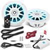 Generico KIT SET PER BOSS AUDIO SYSTEMS MRGB65 2 altoparlanti marini full range a 2 vie da 6,5 16,5 cm 165 mm, 100 watt rms 200 watt max, 4 ohm, impermeabili, con led rgb, a coppia + telecomando