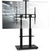 XTRARM Duolite mobile, supporto TV regolabile in altezza per 45-110 pollici e max. 120 kg, max. VESA 900x800, con ripiani e ciabatta, nero, manuale