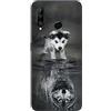 DiaryTown Cover per Huawei P30 Lite Silicone Morbida, Nero Cover Huawei P30 Lite Custodia con Disegni Animale Case Sottile TPU Antiurto Bumper Cellulare Protettiva Cover, Cane Lupo