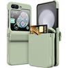 KNOXS Cover per Samsung Galaxy Z Flip 6, Le schede possono essere inserite Cover Ultra Sottile PC Samsung Galaxy Z Flip 6 Custodia Antiurto Anti-impronta Leggero Protettiva (Verde)