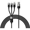 BASEUS Starspeed 3 in 1 Cavo caricabatterie USB 3.5A ricarica rapida USB tipo C Micro USB e USB a Lightning cavo per iPhone, Samsung, Oppo 1,2 m, nero