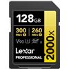 Lexar Scheda professionale SDXC UHS-II, 2000 x 128 GB, fino a 300 MB/s di lettura, per videocamere DSLR, qualità cinema (LSD2000128G-BNNNU)