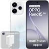 OPPO Reno15 5G Smartphone Sbloccato, 8+512GB, Ritratto Telefoto Vibe 3.5x, Display AMOLED 6.59 HDR10+, Batteria 6500mAh, Snapdragon 7 Gen 4, IP69, Aurora White (Include Caricatore 80W SUPERVOOC)
