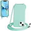 WenBaby Cover Compatible con iPhone 13,Cellulare Girocollo Custodia con Cordino TPU Corda Silicone Case Bumper per iPhone 13 Custodia, Verde menta piperita