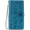 Fertuo Cover Redmi Note 9, Custodia Portafoglio a Libro in Pelle Flip Cover con Porta Carte, Chiusura Magnetica [Disegni di Gatto Cane] Case Antiurto per Xiaomi Redmi Note 9, Blu