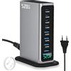 Ayolofei Caricatore rapido USB, 520 W, caricatore USB C, multiplo con display digitale, stazione di ricarica USB a 8 porte con GAN III e PD 3.0, stazione di ricarica rapida con 4USB C e 4USB A per telefono