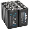 ABSINA 8x Batteria 9V Ricaricabile 300 con bassa autoscarica - Pila 9V NiMH con 8,4V & almeno 270mAh - Battery ricaricabile 6LR61 - Pila quadrata