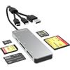 Bawanfa Plus Lettore Schede Memory Stick Pro Duo per iPhone Telefono Android Tavoletta PC - Lettore di Schede di memoria SD TF CF XD MS Lettore Schede e Adattatore in Alluminio 5 in 1, con USB C Lightning e USB3.0