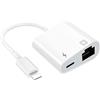 TOP-UP Adattatore 2 in 1 da Lightning a Ethernet - Adattatore da Lightning a RJ45 Ethernet LAN con porta di ricarica, compatibile con iPhone/iPad/iPod, Plug and Play, supporta rete 100 Mbps