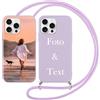 Yoedge Cover con Cordino per iPhone 16 Pro Max 6,9 Personalizzata, Viola Custodia con Laccio Collana Custodie Personalizzabile con Foto Testi Immagine Personalizzate Custom per iPhone 16 Pro Max Case