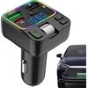 Tewzafiya Trasmettitore FM per Auto,Trasmettitore radio per auto - Trasmettitore radio FM senza fili,Caricabatteria da auto veloce a 2 porte con luci colorate, lettore musicale per auto SUV