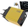 Generico Caricabatterie Ritrattile per Telefono, Blocco di Ricarica Multiporta da 80W, Caricabatterie con cavo retrattile, per smartphone, cellulare, tablet, laptop, computer, PC, viaggio e ufficio