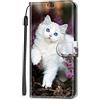 Nodigao per Samsung Galaxy A26 5G Cover a Libro Pelle PU Portafoglio Magnetica con Disegni Animale Motivo Antiurto Case Flip Silicone Bumper Belle Kawaii Custodia - Gatto Bianco