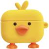 QoKcoahn - Custodia 3D in morbido silicone con taglio Kawaii, simpatica cover a forma di anatra gialla con portachiavi, divertente e carina, per ragazzi, ragazze e donne, per AirPods 4